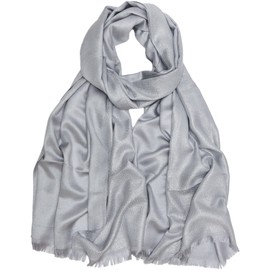 Women's Sparkling Metallic Pashmina Shawls and Wraps Long Party Scarf Solid Color Two Tone,Light Grey/Silver