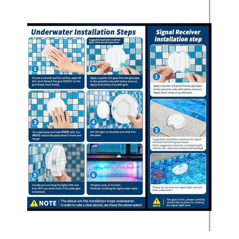Homly Rechargeable Submersible Pool Lights with Wireless APP Control Waterpro...