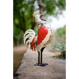 De Kulture Handcrafted Recycled Iron Rooster Large Decorative Collectible Figurine showpiece Beautify Home Office Holiday décor| Ideal for Garden Balcony Terrace Decoration, 4x11x18 (LWH) inches