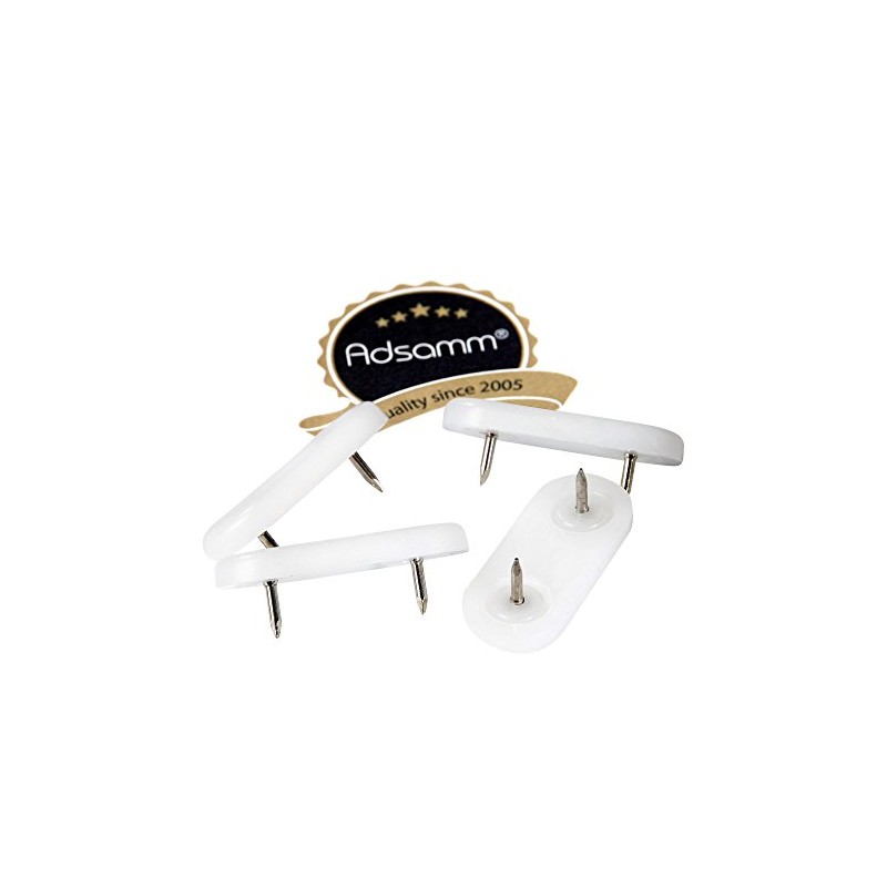 Adsamm® 4 x Plastic Gliders with 2 Nails / White
