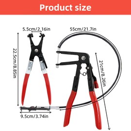 2pcs Schlauchschellen Zangen Set, Federbandschellenzange mit Drahtwelle 650mm Flexible Schlauchklemmen-Zange Schlauchschellenzange für KFZ, Schlauchklemmenzange Schlauchschellenzange mit Geradem Hals