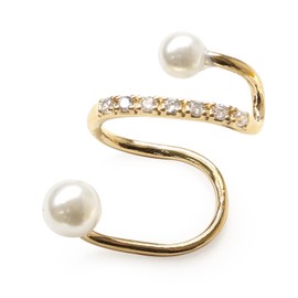 JewelVOX Women's Ear Cuff, Popular, For One Ear, Nickel-free, Pearl, Cubic Zirconia, Hypoallergenic, Pearl Metal, Cubic Zirconia