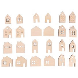 Rayher 46749505 Wooden Mini House, 24 Pieces, 2.5 - 3.5 cm, Assorted, Wood FSC Certified, Natural, Wooden Shaker Table Decoration, Table Shaker, Scatter Decoration