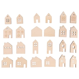 Rayher 46749505 Wooden Mini House, 24 Pieces, 2.5 - 3.5 cm, Assorted, Wood FSC Certified, Natural, Wooden Shaker Table Decoration, Table Shaker, Scatter Decoration