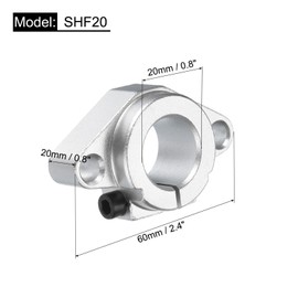 sourcing map 4pcs SHF20 Aluminum Linear Rod Rail Shaft Support for 20mm Diameter Shaft, Linear Motion Rail Guides Mounting Bracket with Wrench for CNC Machine, 3D Printer, Automation Equipment