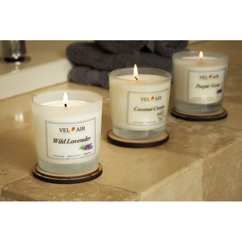 VEL AIR Vela Aromática Lavanda Salvaje (Wild Lavender) Ecologicas. 250