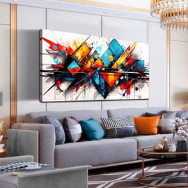 CIRABKY Colorful Wall Art for Living Room Large Size - Abstract Canvas Art - Home Office Decor Ready to Hang Size 29" x 59"