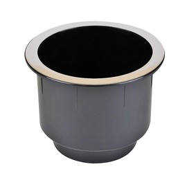 Black Plastic Cup Holder W/Chrome Rim for Sofa Recliner Boat RV Patio Poker Table Car Truck or Anything! (2)