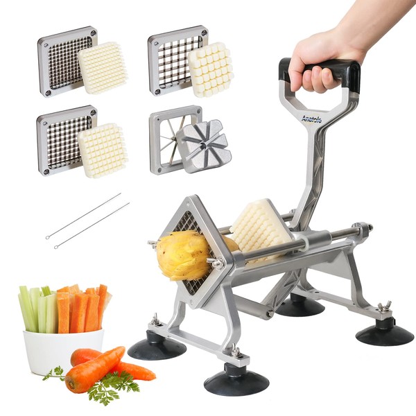 Anatole Commercial French Fry Cutter with 1/2'' 3/8'' 1/4'' 8-Wedge
