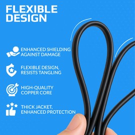 Keple ADSL 2+ High Speed Broadband Cable RJ11 to RJ11 2m Modem Cable for Router, Modem, Landline - Compatible with BT Microfilter - Black