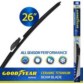 Goodyear Ceramic Titanium 26" Beam Windshield Wiper Blade, Replacement Windshield Wiper Blade with Universal Adaptor, Pack of 1