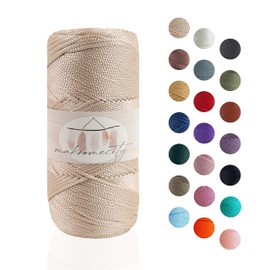 Makromecity, Polyester Macrame Cord 2mm x 125 Yards (375 feet) 2mm Polypropylene Latte Macrame Cord Crochet Macrame Bag Cord Crafts for Wall Hangings, Bags, Underplate, Rug