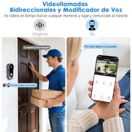 Yakiter Video TimbYakiter Video Timbre Inteligente,Mbre Inalambrico Exterior con Camara,170°Gran Angular,Timbre Inteligente con 1086P Visión Nocturna,