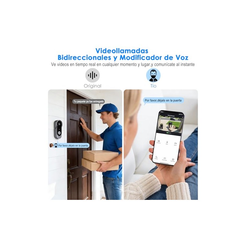 Yakiter Video TimbYakiter Video Timbre Inteligente,Mbre Inalambrico Exterior con Camara,170°Gran