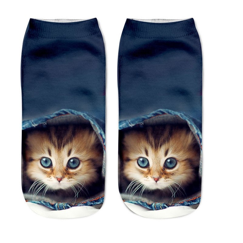Donne Ragazze Cute Cat 6PC Stampa calze sportive calza calzatura