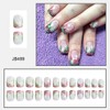 24Pcs Snowflake Press on Nails Short Square Fake Nails Christmas