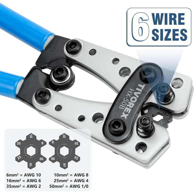 Tivorex Battery Cable Lug Crimping Tool Kit for AWG 10-1/0