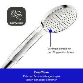 Duravit Duravit Universal Duschkopf, Duschbrause mit Strahlart Rain, Handbrause rund (? 110 mm), Brausekopf mit reinigungsfreundlichen Silikonnoppen, Chrom