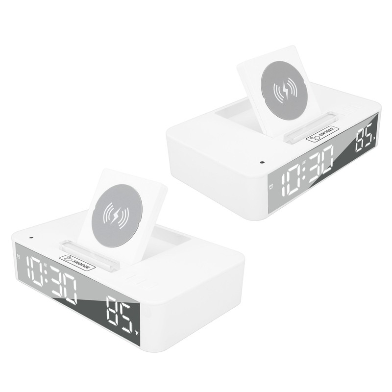 10W Digital Alarm Clock One Button Lifting LED Mirror Electronic