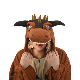 Adult Carnotaurus Onesie Pajamas Dinosaur Animal Cosplay Costume One Piece Jumpsuit Sleepwear for Women Men