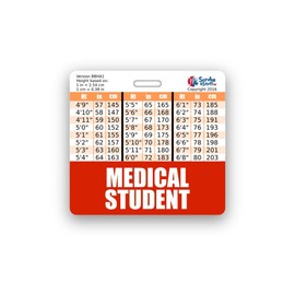 Medical Student Badge Buddy Horizontal w/Height & Weight Conversion Charts (Standard, Red)