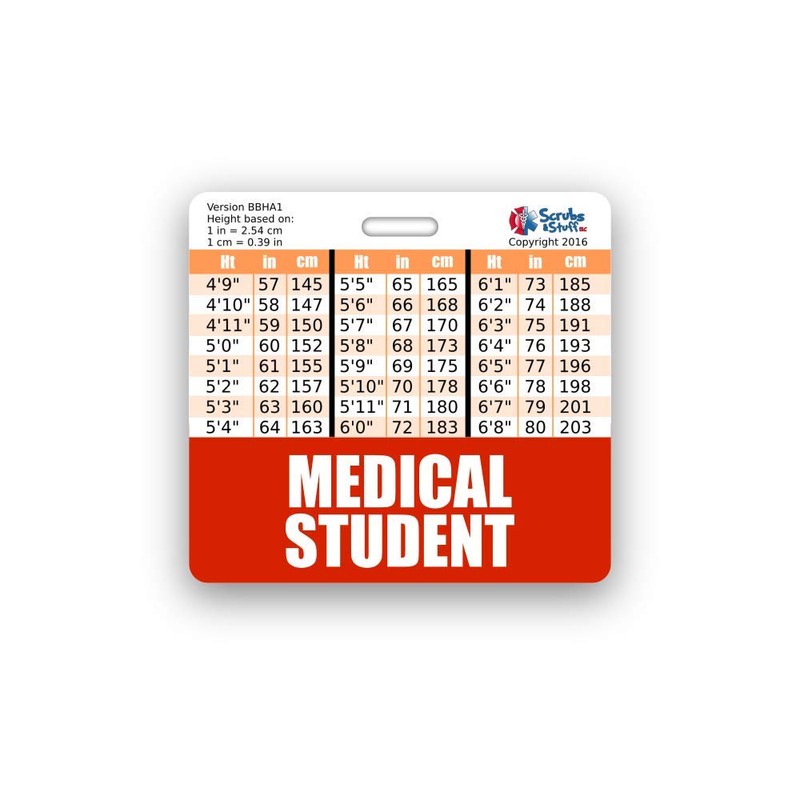 Medical Student Badge Buddy Horizontal w/Height & Weight Conversion Charts