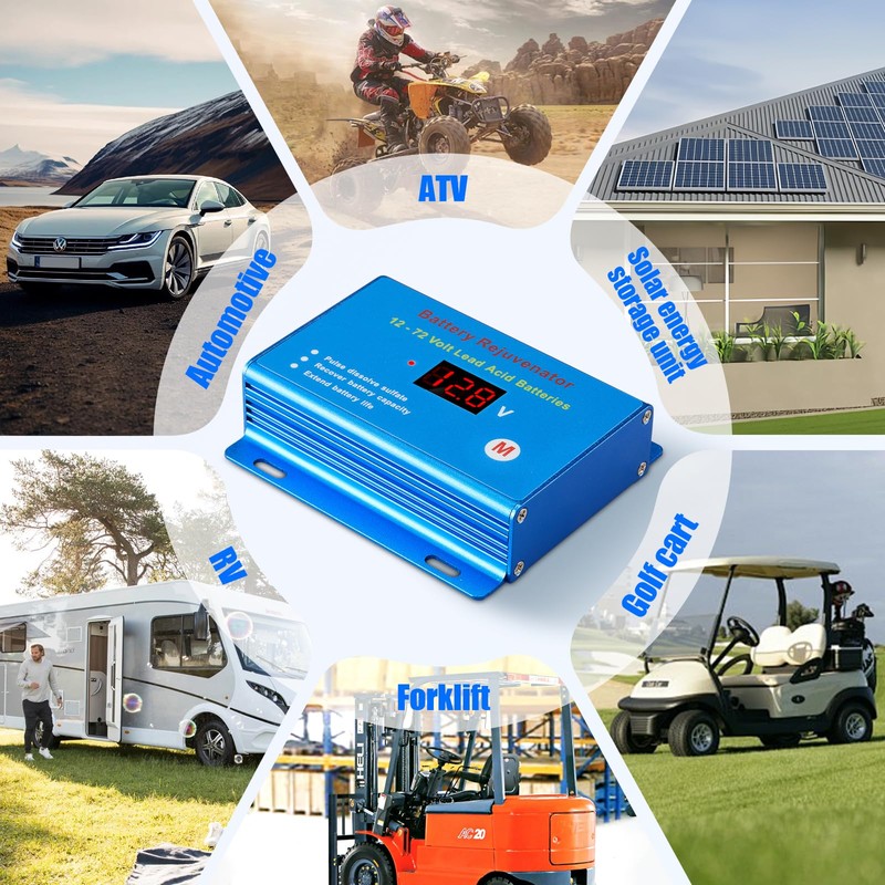 Battery Desulfator Reconditioner for 12V–72V Lead-Acid Batteries, Pulse Repair to
