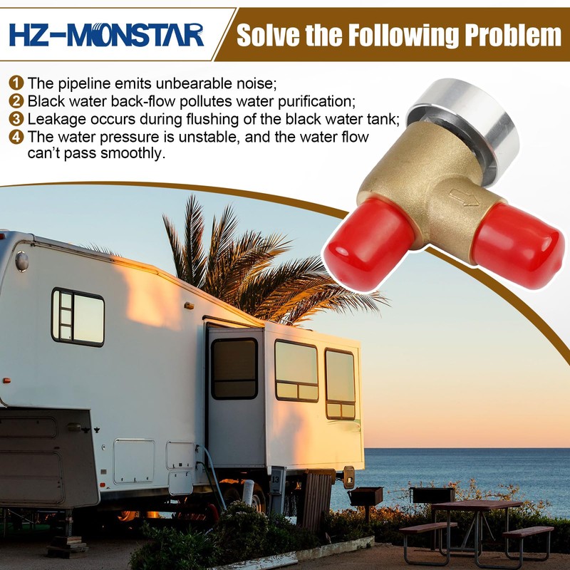 HZ-MONSTAR Brass RV Vacuum Breaker Check Valve, 571-VAC-CHK-A Camper Trailer