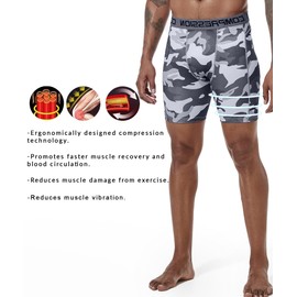 Holure Men's 5 Pack Performance Compression Shorts Athletic Running Underwear Camo Red/Camo Orange/Camo Grey/Camo Green/Camo Blue 20-3XL