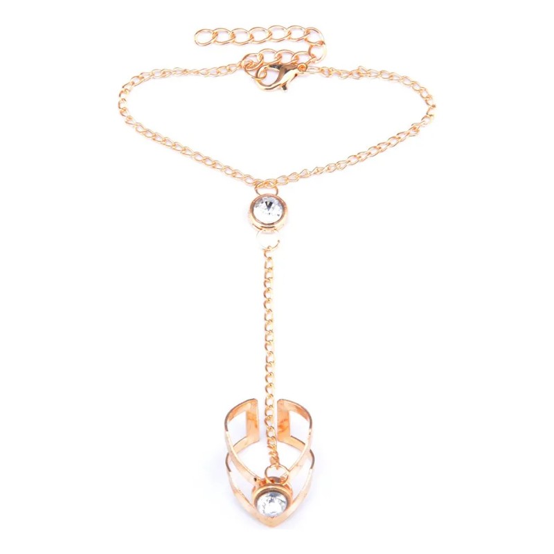Pulsera Arnés Con Cadenita Y Anillo Cristales Zirconia