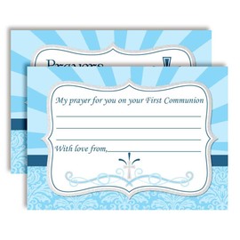 First Holy Communion Religious Fill In Prayer Cards for Boys, Ten 4" x 5.5" Fill In The Blank Cards by AmandaCreation