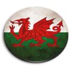 1x Round MDF Magnet 6cm - Distressed Wales Welsh Dragon