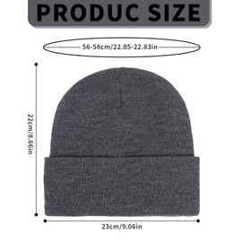HEOUCH Women's Beanie Hat, Unisex Winter Hat, Soft Satin Lined Unisex Stretchy Hat, Silk Lining, Slouchy Beanie, Ski Hat, Warm Beanie, gray