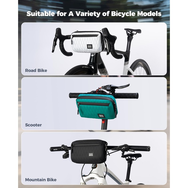 ROCKBROS Bicycle Handlebar Bag Front-Mounted Cycling Pouch with Detachable Shoulder