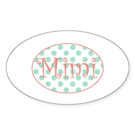CafePress Sassy Mimi in Aqua and Coral Oval Car Bumper Sticker