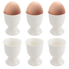 6Pcs Egg Cups，Ceramic White Egg Cup Elegant Porcelain Egg Stand Holders for Soft Hard Boiled Eggs Breakfast Kitchen Table Decor