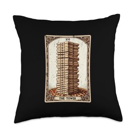 The Tower Pizza Boxes Tarot Card Funny Pizza Throw Pillow
