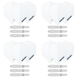 Harrows Darts 4 x Sets of Dimplex Dart Stems and Dimplex Dart Flights - 12 Dart Shafts 12 Darts Flights in Total - Medium & Short, Black & White (White, Short)