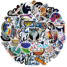 NASA Astronaut Stickers Pack of 50 for Water Bottles, Laptops, Cars, Skateboards, Men, Cave Decorations, Teenager Stickers