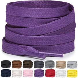 Miscly Flat Shoelaces - Waxed Tear-Resistant for Stiffles and Leather Shoes - 100% Cotton - Diameter 6 mm, Purple