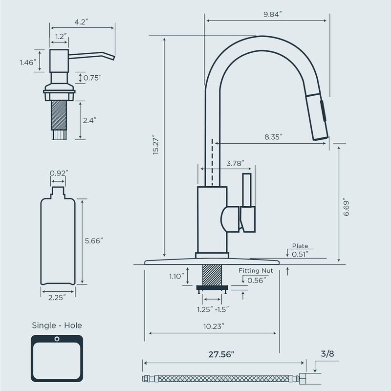 FORIOUS Kitchen Faucet with Soap Dispenser, Kitchen Faucet with Pull