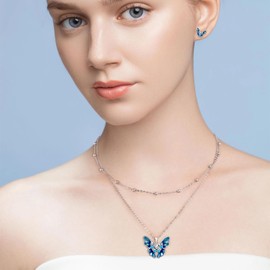 Yinsen Women's Necklace with Butterfly Pendant 925 Sterling Silver Jewellery Gift for Mother, Daughter, Wife or Girlfriend for Birthday, Mother's Day, Cubic Zirconia, Cubic Zirconia