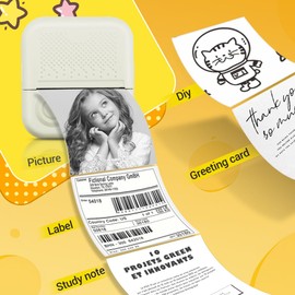 Zuukoo Sticker Printer,Thermal Printer Label Maker with 3 rolls Paper, Portable Mini Wireless Bluetooth Inkless Printer, Recharge Pocket Sticker Maker,Small Printer for Photo,Scrapbook Supplies, White