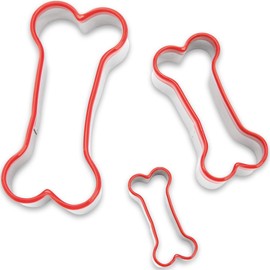 3 Pieces Dog Bone Cookie Cutters Set, Dog Treats Cookie Cutter, Dog Bone Shapes Cutters, Homemade Dog Biscuit Treats Cutters, Coated with Soft PVC for Protection, 2.4" 3.2'' 3.9''