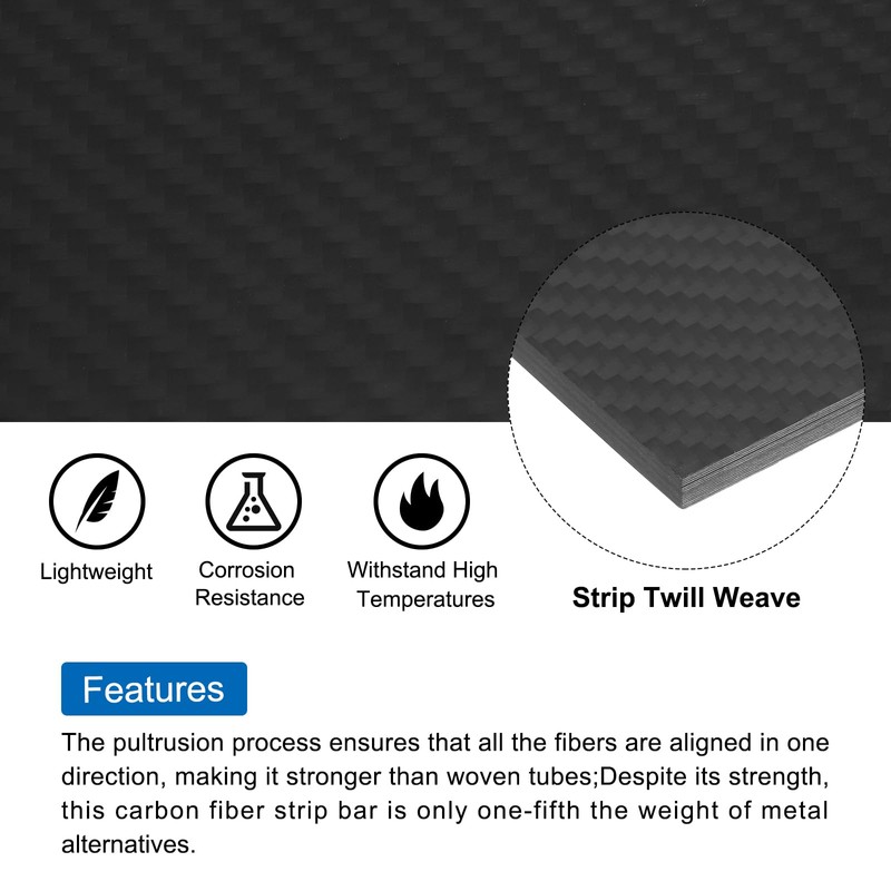 sourcing map 1 PCs Carbon Fiber Sheet 250×100×5mm Matte Surface