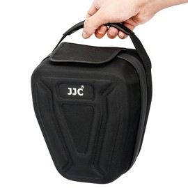 JJC Shockproof Hard Shell Camera Case, Quick Access Zippered Closure Gear Storage Box for Nikon Canon Sony Olympus and More - Padded Interior, Rubber Handle, Hook & Loop Flap Pouch