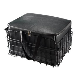 Bike Rear Basket Folding Bike Rack Basket with PU Liner Bag and Waterproof Cover for Bike Dog Bike Basket Quickly Release Metal Bicycle Rack Cargo Basket with Strap & Reflective Tail Light