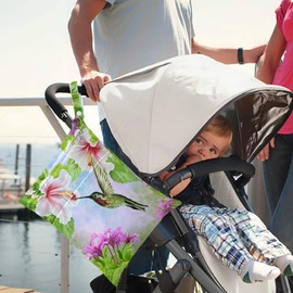 visesunny Hummingbird Near White Hibiscus Tropical 2Pcs Wet Bag with Zippered Pockets Washable Reusable Roomy for Travel,Beach,Pool,Daycare,Stroller,Diapers,Dirty Gym Clothes, Wet Swimsuits, Toiletrie