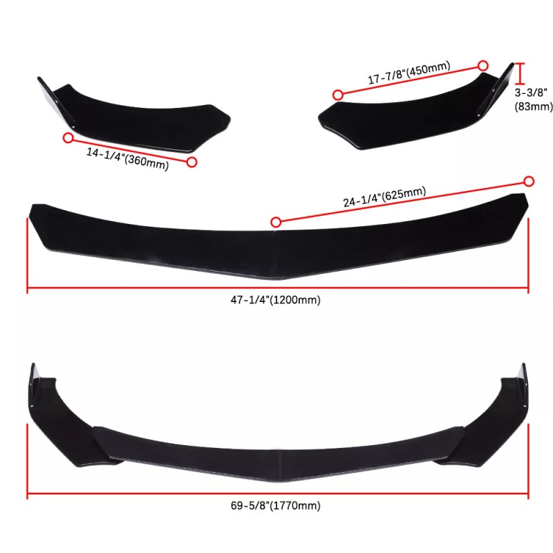 KEEPDSGN Front Bumper Lip Spoiler Body Kit + Side Skirts