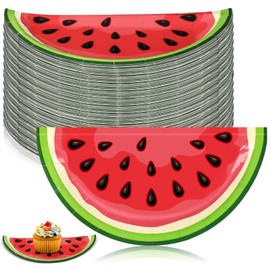 Yiyiring 60 Pcs Watermelon Slice Dinner Plates 9 x 5 Inch Watermelon Paper Party Plates Disposable Watermelon Plates for Summer Birthday Picnics Baby Shower Party Supplies Decorations